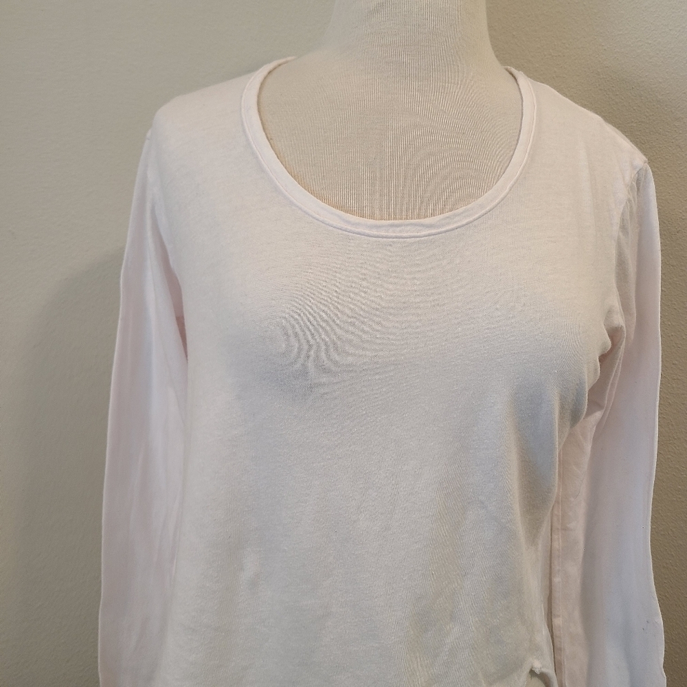 Frank & Eileen Tee Lab Split Hem Long Sleeve Pink Tee - Picture 2 of 6
